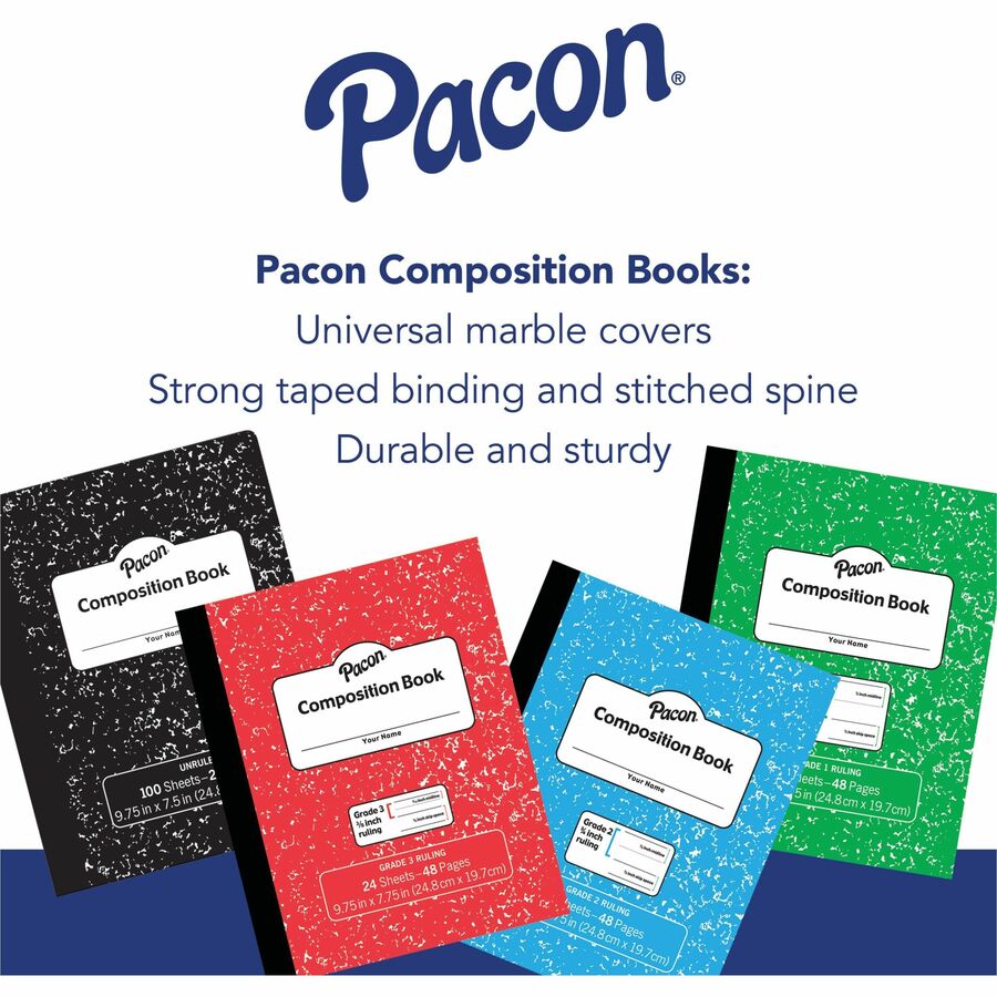 Image of Pacon® Composition Book,Grade2,24Shts,48Pgs,9-3/4"x7-1/2",BE