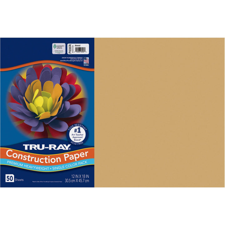 Image of Pacon® Construction Paper, 76 lb, 12"x18", 50/PK, Almond