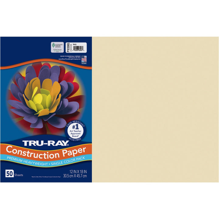 Image of Pacon® Construction Paper, 76 lb, 12"x18", 50/PK, Ivory