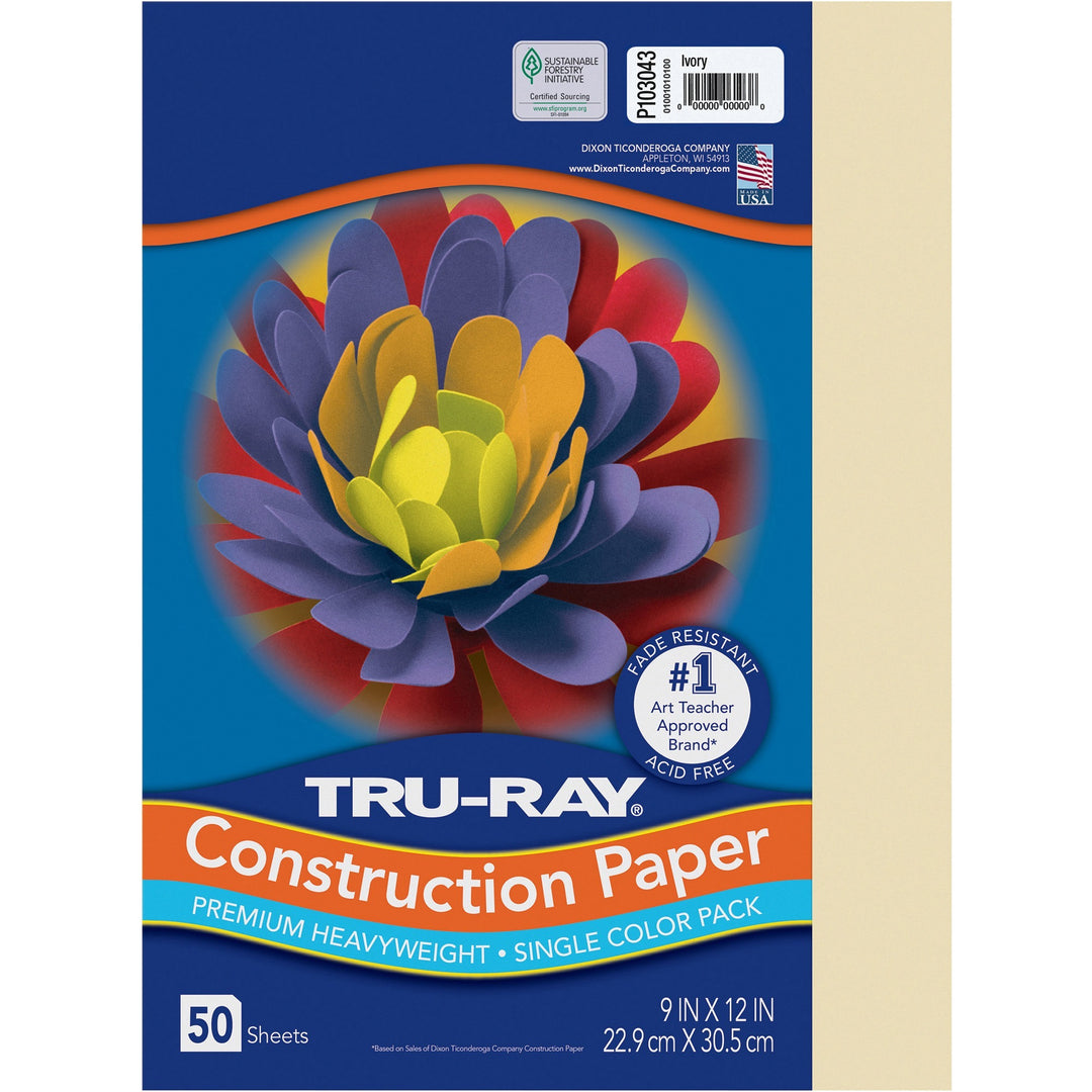 Image of Pacon® Construction Paper, 76 lb, 9"x12", 50/PK, Ivory