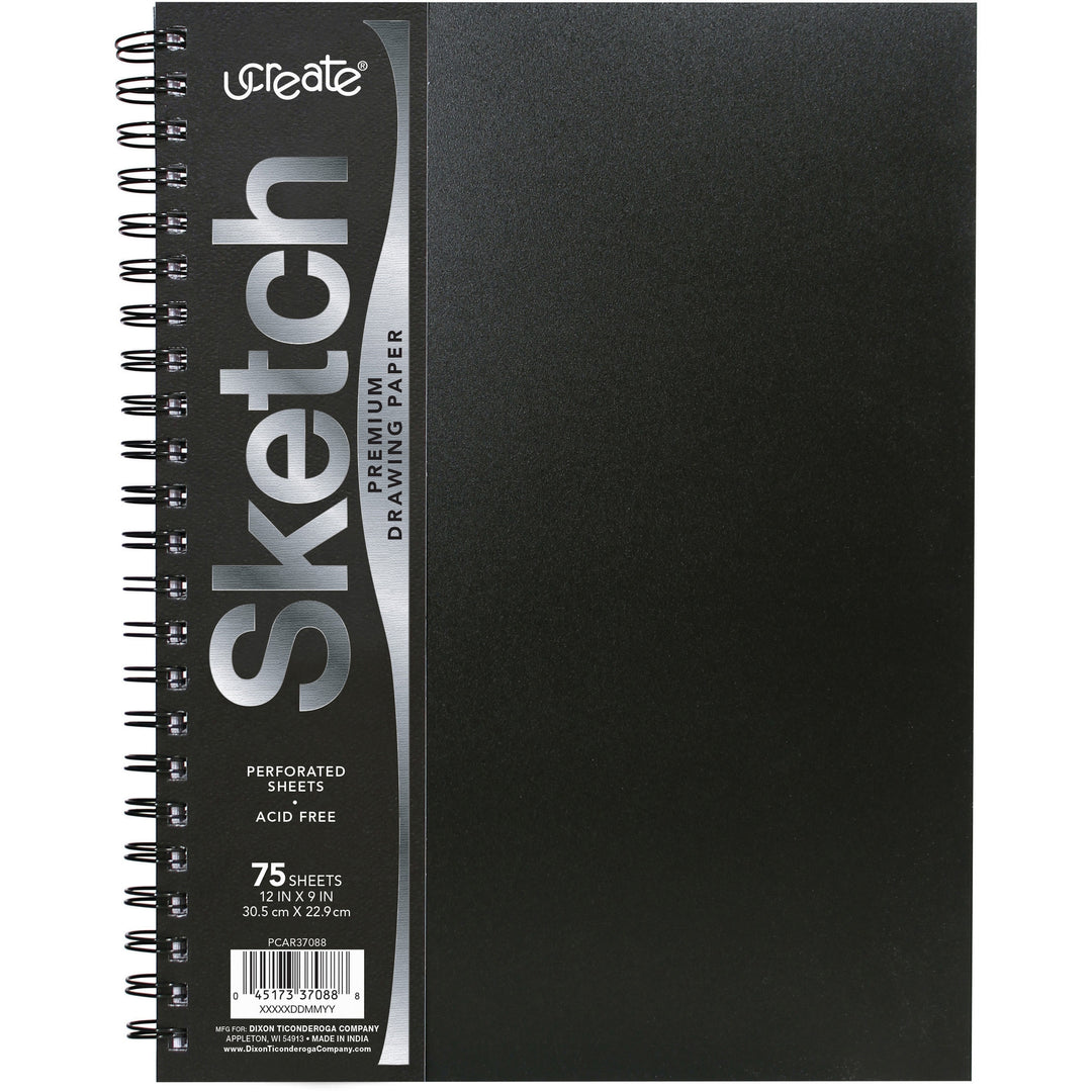 Image of Pacon® UCreate Poly Cover Sketch Book, 43 lb Cover Paper Stock, Black Cover, (75) 12 x 9 Sheets