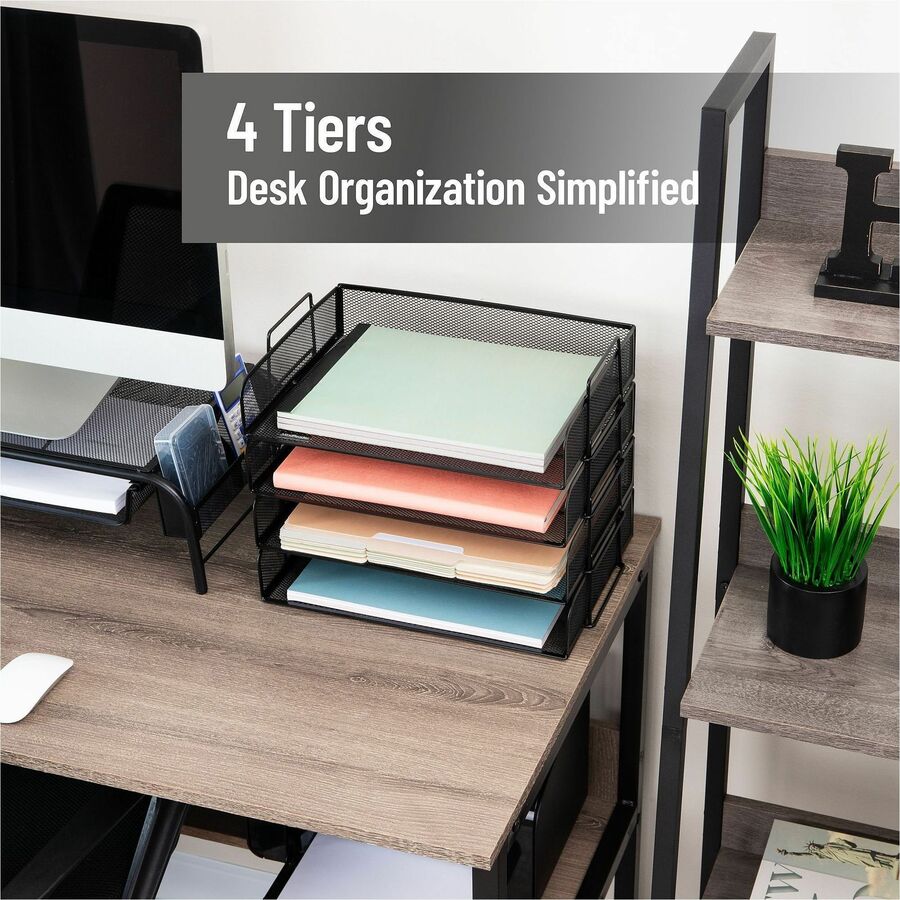 Image of Mind Reader DSTACK4-BLK Tiered Stackable Paper Trays