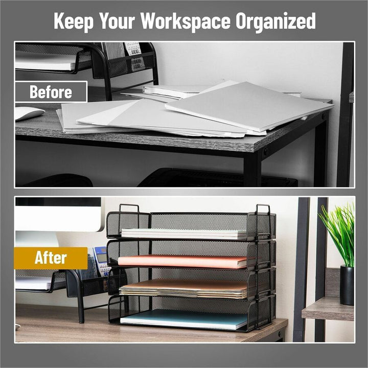 Image of Mind Reader DSTACK4-BLK Tiered Stackable Paper Trays