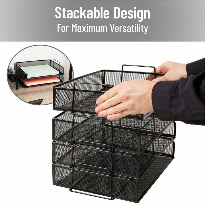 Image of Mind Reader DSTACK4-BLK Tiered Stackable Paper Trays