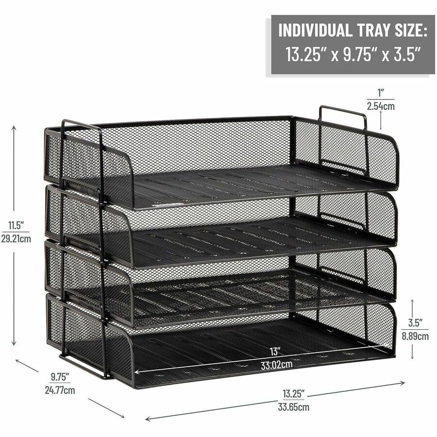 Image of Mind Reader DSTACK4-BLK Tiered Stackable Paper Trays