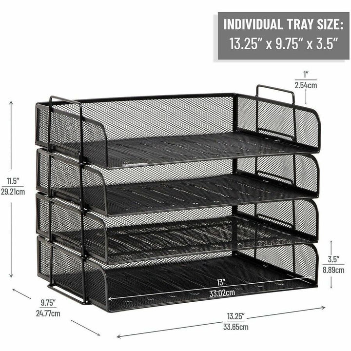Image of Mind Reader DSTACK4-BLK Tiered Stackable Paper Trays