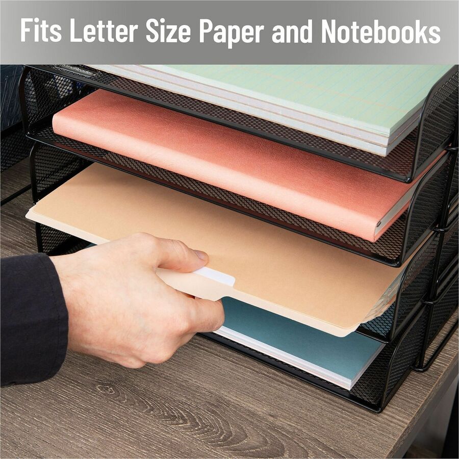 Image of Mind Reader DSTACK4-BLK Tiered Stackable Paper Trays