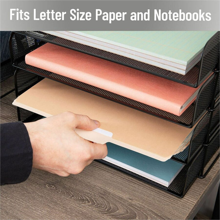 Image of Mind Reader DSTACK4-BLK Tiered Stackable Paper Trays