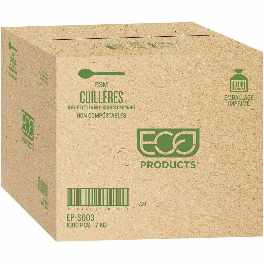 Image of WNA EPS003CT 7" Plant Starch  Spoons, Spoon, Breakroom, Plant Starch, Beige, 50/Pack, 20 / Carton