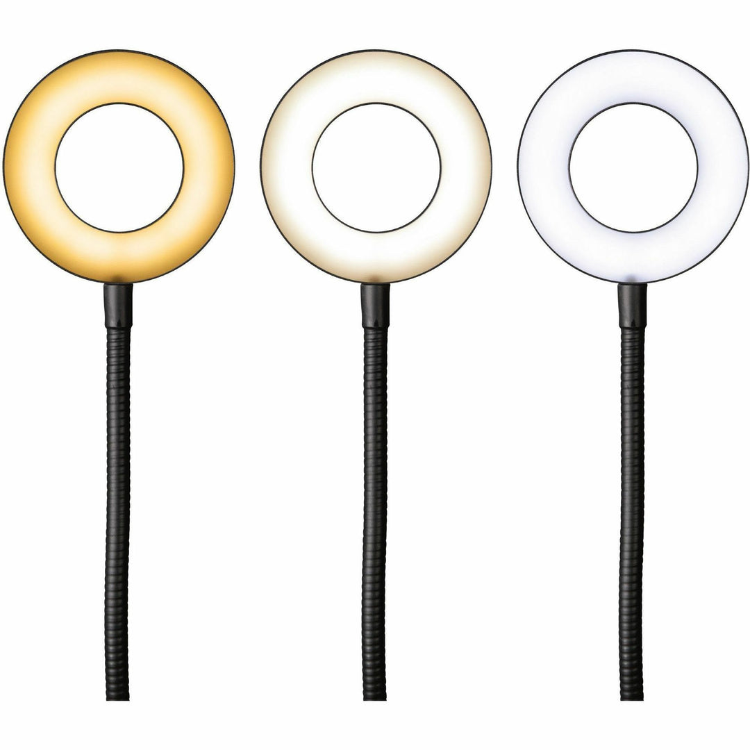 Image of OttLite® Ring Light,Clip-On,Dimmable,Flex Neck,LED,21-1/4"H,BK
