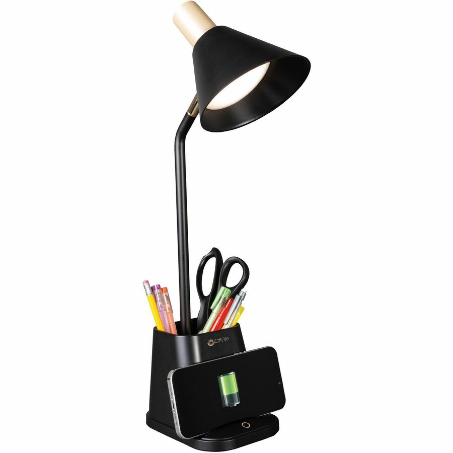 Image of OttLite® Wellness Series Merge LED Desk Lamp with Wireless Charging, 18.25" High, Black