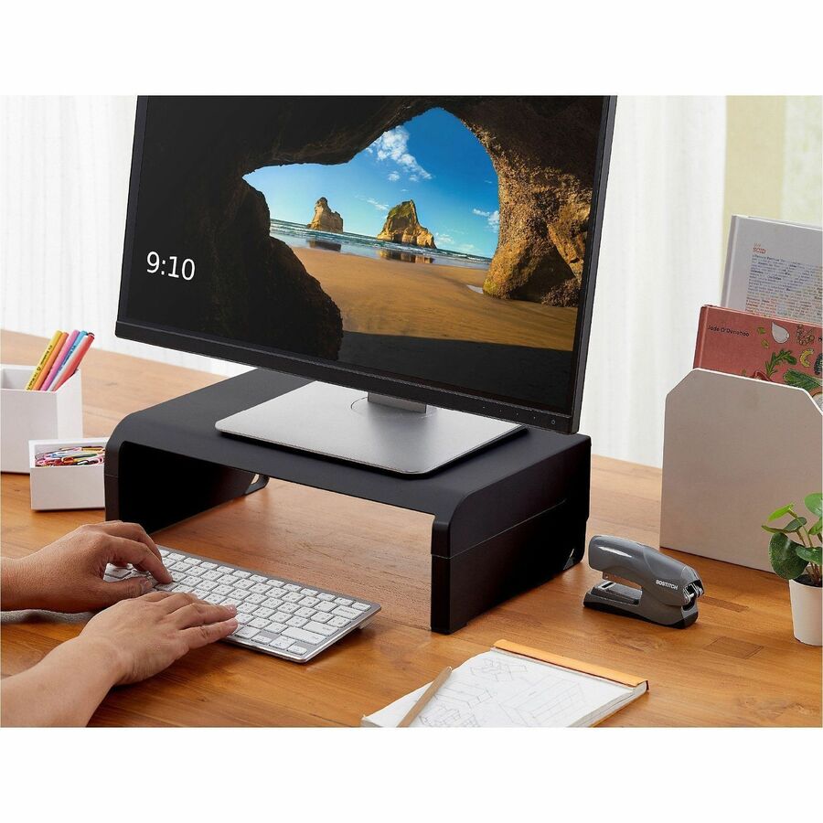 Image of Bostitch® Monitor Stand,Single,Adjustable Height,Cord Channel,BK