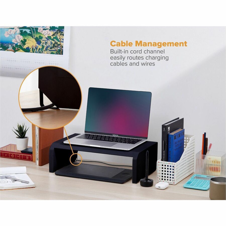 Image of Bostitch® Monitor Stand,Single,Adjustable Height,Cord Channel,BK