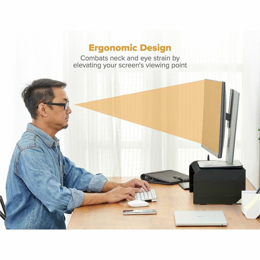 Image of Bostitch® Monitor Stand,Single,Adjustable Height,Cord Channel,BK
