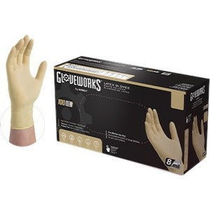 Image of Ammex ILHD46100 Gloveworks Ivory Latex PF Ind LG Gloves ILHD