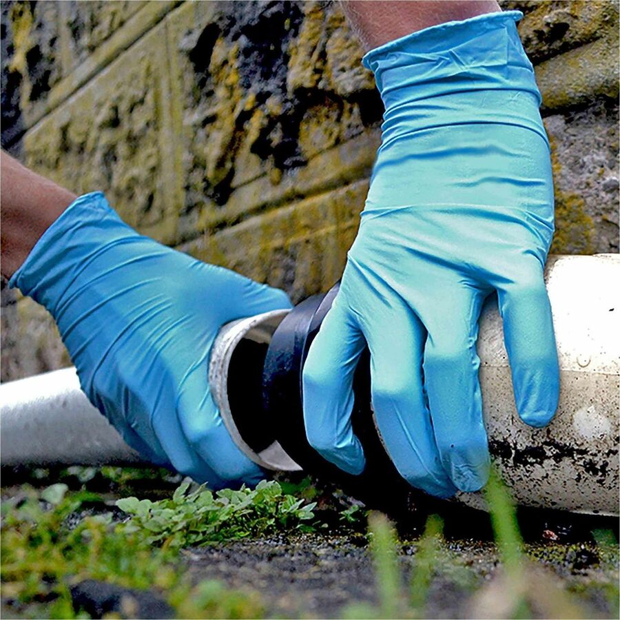 Image of Ammex INPF42100 Gloveworks Blue Nitrile PF Ind SM Gloves