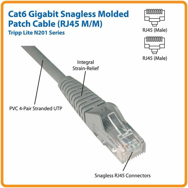 Image of Tripp Lite by Eaton CAT6 Gigabit Snagless Molded Patch Cable, 25 ft, Black