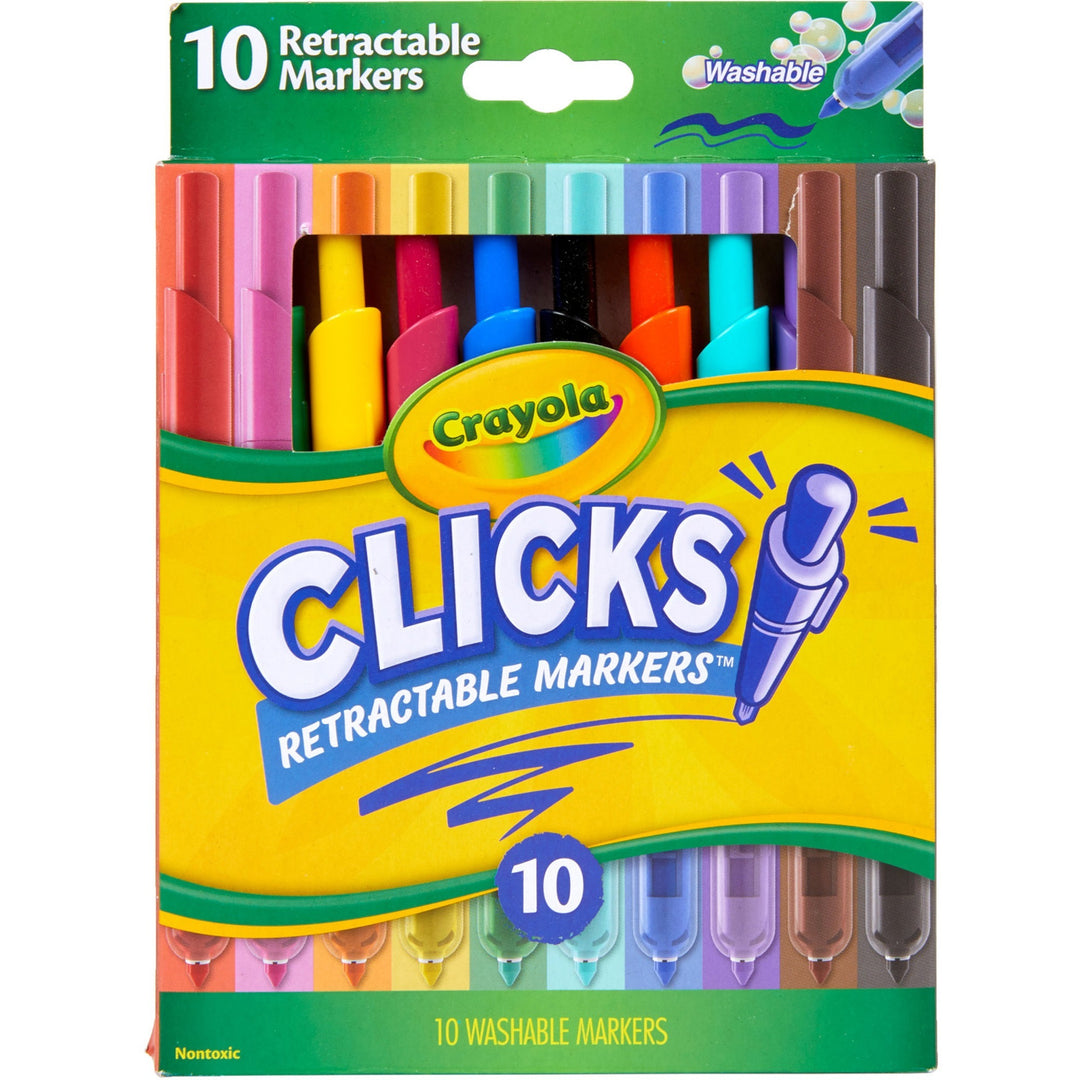 Image of Crayola® Super Clicks Retractable Markers, Assorted Bullet Tip Sizes, Assorted Colors, 10/Pack