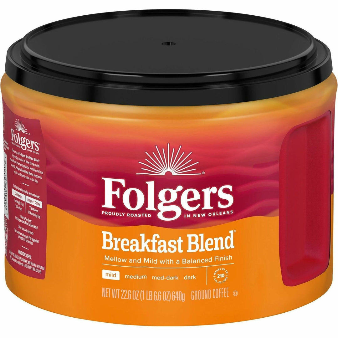 Image of Folgers® 30440 Breakfast Blend Coffee, Mild, 22.6 oz Per Canister, Ground, Breakfast Blend, 1 Each