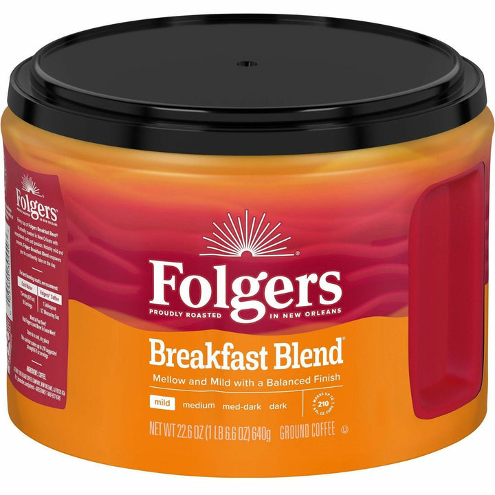 Image of Folgers® 30440 Breakfast Blend Coffee, Mild, 22.6 oz Per Canister, Ground, Breakfast Blend, 1 Each