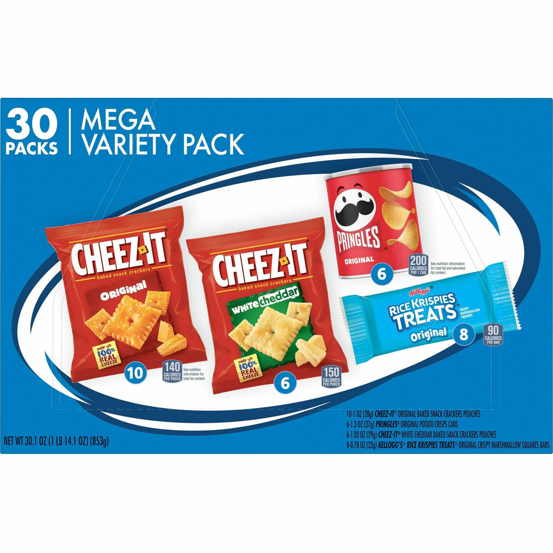 Image of Kellogg's 00149 Snacks Mega Variety Pack, Assorted, 1.88 lb, 30 / Box