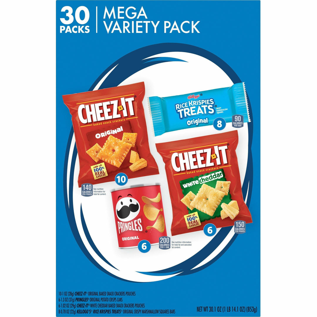 Image of Kellogg's 00149 Snacks Mega Variety Pack, Assorted, 1.88 lb, 30 / Box