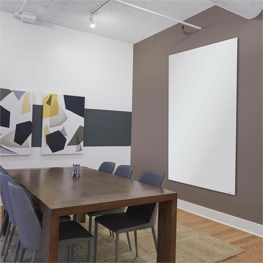 Image of Quartet® InvisaMount Vertical Magnetic Glass Dry-Erase Boards, 42" x 74", White Surface