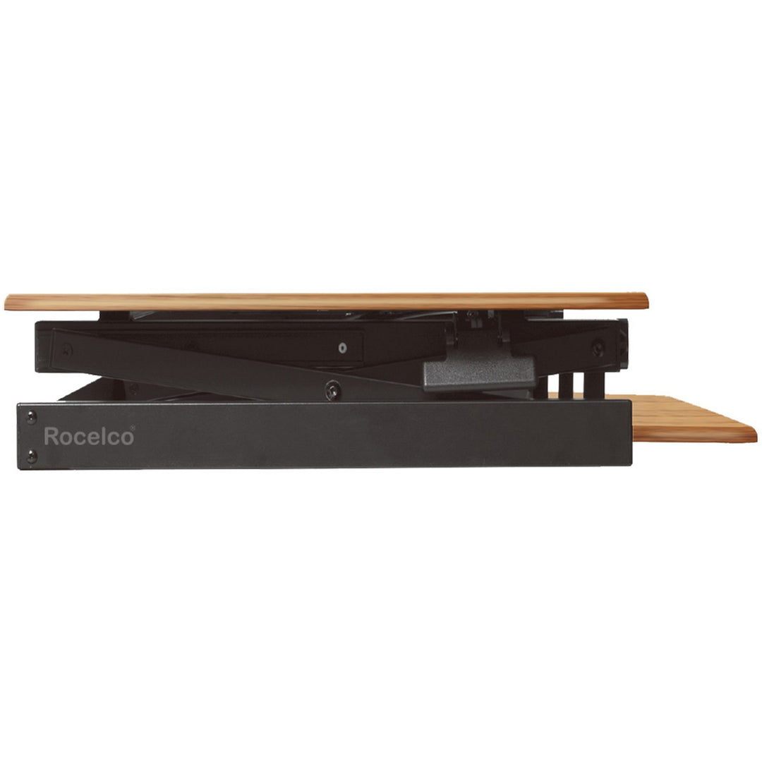 Image of Rocelco Desk Riser,w/Tray,Deluxe,45-7/10"x23-3/5"x20",TK/BK