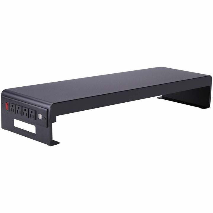 Image of Rocelco Monitor Stand,AC Outlets/USB Ports,30"x9"x4-3/4",BK