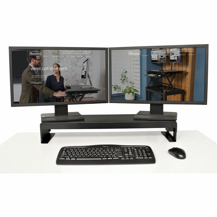Image of Rocelco Monitor Stand,AC Outlets/USB Ports,30"x9"x4-3/4",BK