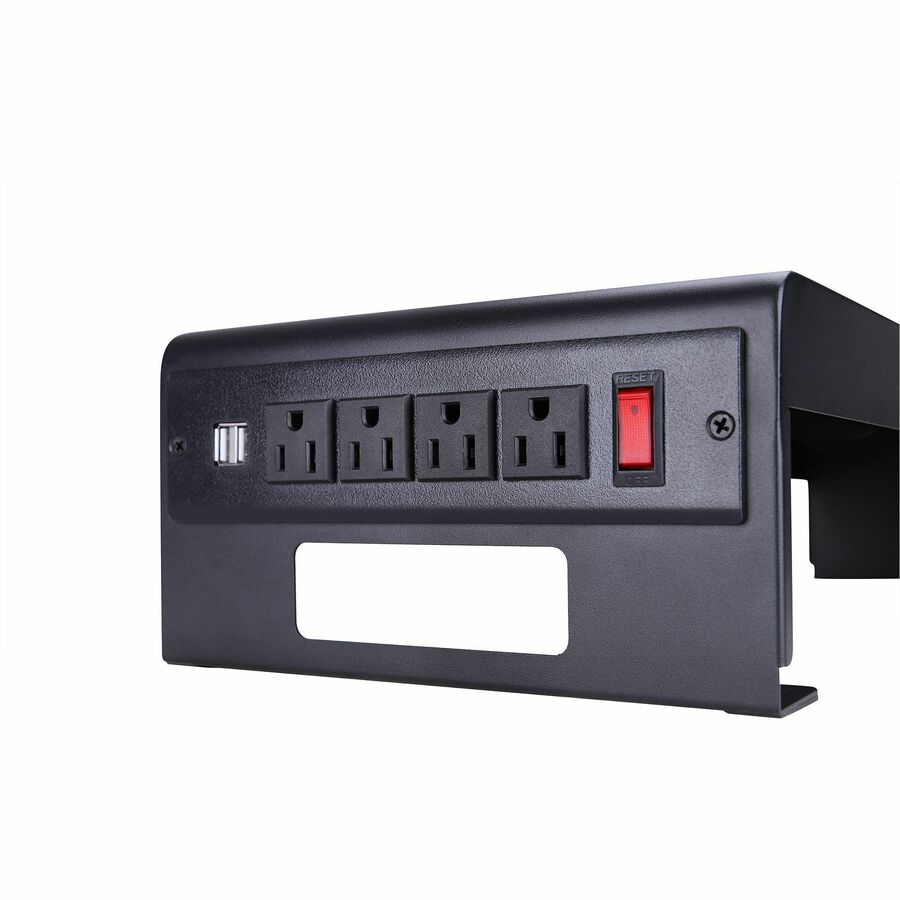 Image of Rocelco Monitor Stand,AC Outlets/USB Ports,30"x9"x4-3/4",BK