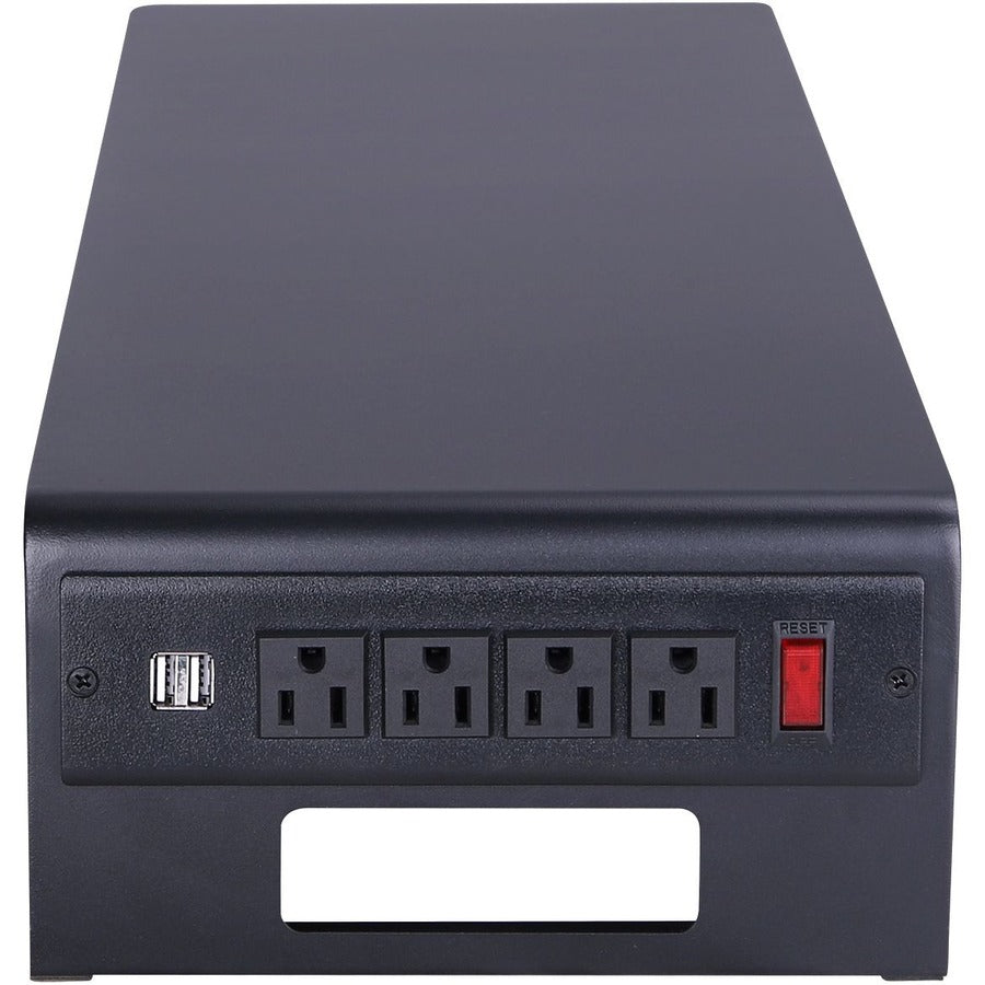 Image of Rocelco Monitor Stand,AC Outlets/USB Ports,30"x9"x4-3/4",BK