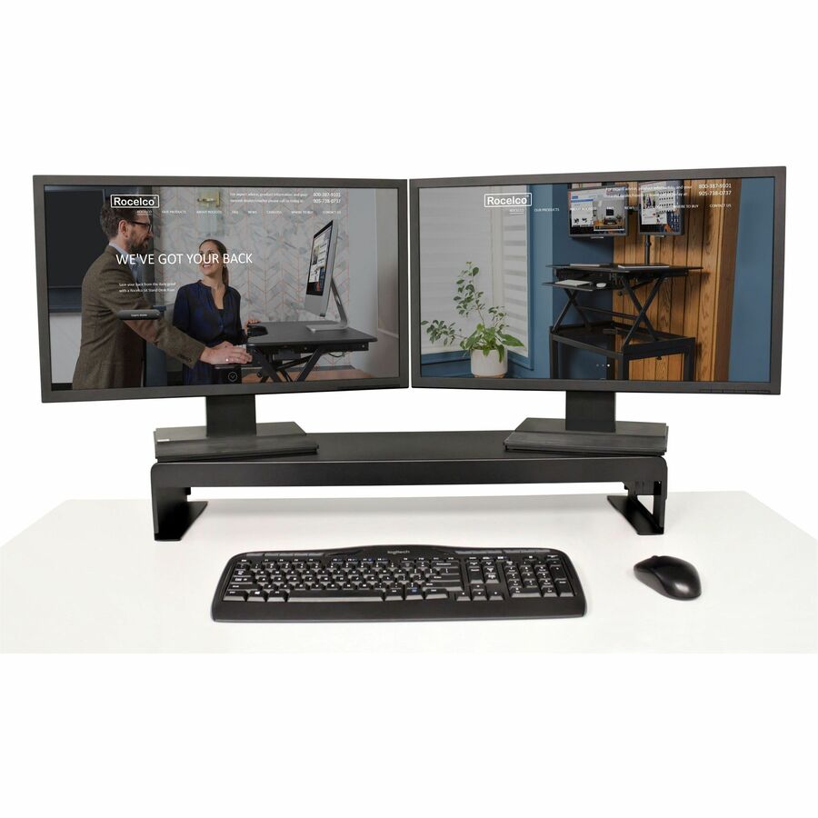 Image of Rocelco Monitor Stand,AC Outlets/USB Ports,30"x9"x4-3/4",BK