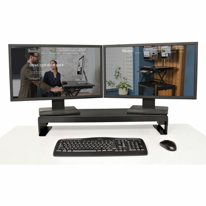 Image of Rocelco Monitor Stand,AC Outlets/USB Ports,30"x9"x4-3/4",BK
