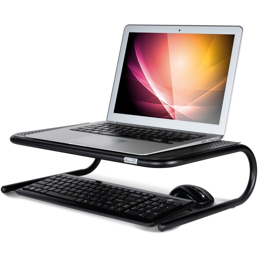 Image of Allsop Metal Art 30336V2 Large Metal Monitor Stand, 5.25" H x 18.50" W x 12.25" Depth, Powder Coated, Metal, Steel, Black, 1 Each