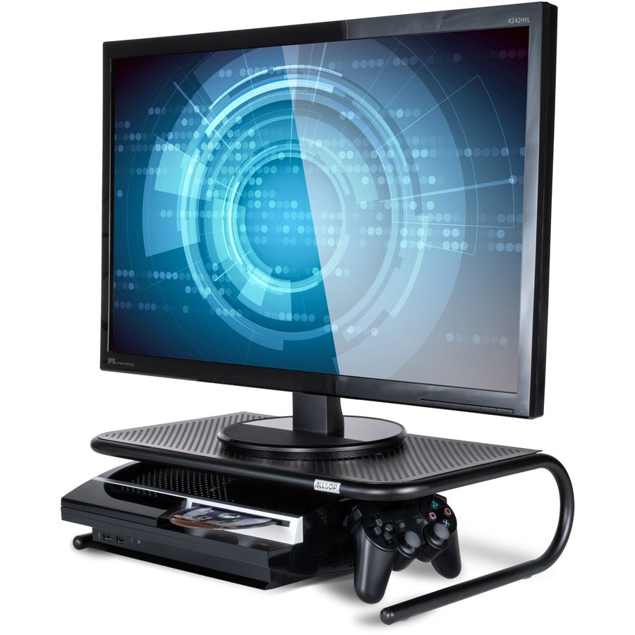 Image of Allsop Metal Art 30336V2 Large Metal Monitor Stand, 5.25" H x 18.50" W x 12.25" Depth, Powder Coated, Metal, Steel, Black, 1 Each