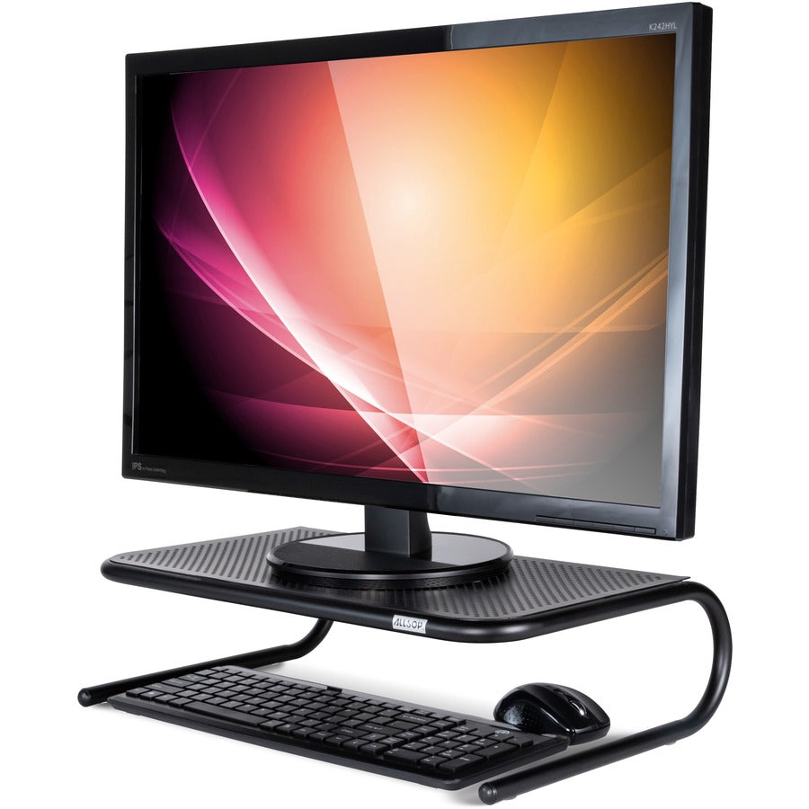Image of Allsop Metal Art 30336V2 Large Metal Monitor Stand, 5.25" H x 18.50" W x 12.25" Depth, Powder Coated, Metal, Steel, Black, 1 Each