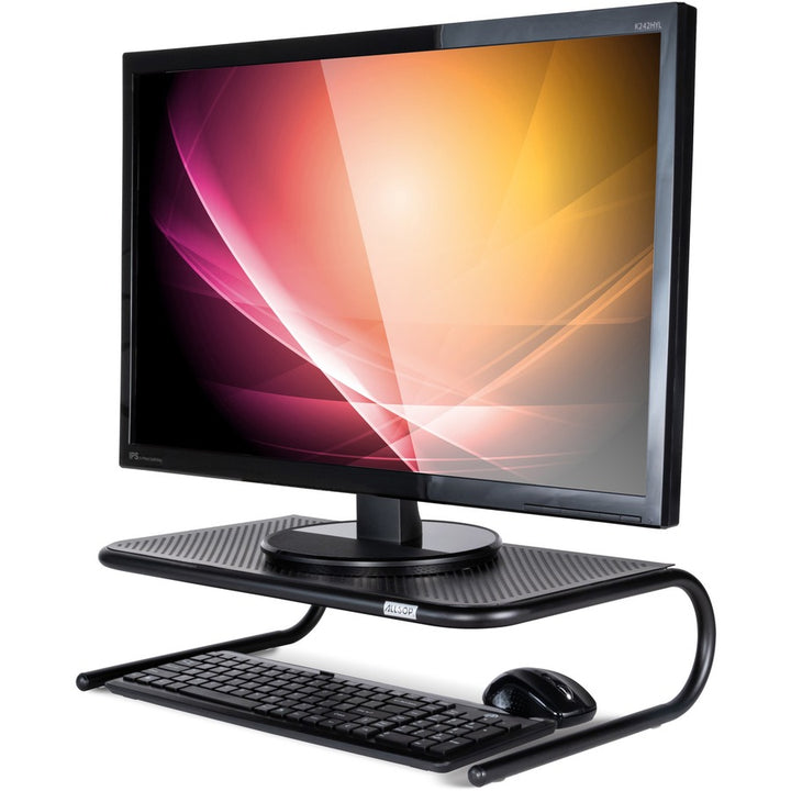 Image of Allsop Metal Art 30336V2 Large Metal Monitor Stand, 5.25" H x 18.50" W x 12.25" Depth, Powder Coated, Metal, Steel, Black, 1 Each