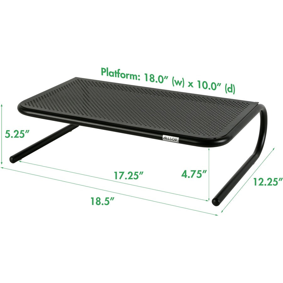 Image of Allsop Metal Art 30336V2 Large Metal Monitor Stand, 5.25" H x 18.50" W x 12.25" Depth, Powder Coated, Metal, Steel, Black, 1 Each