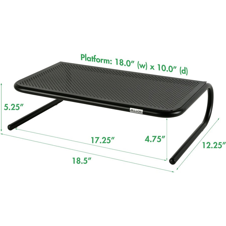 Image of Allsop Metal Art 30336V2 Large Metal Monitor Stand, 5.25" H x 18.50" W x 12.25" Depth, Powder Coated, Metal, Steel, Black, 1 Each