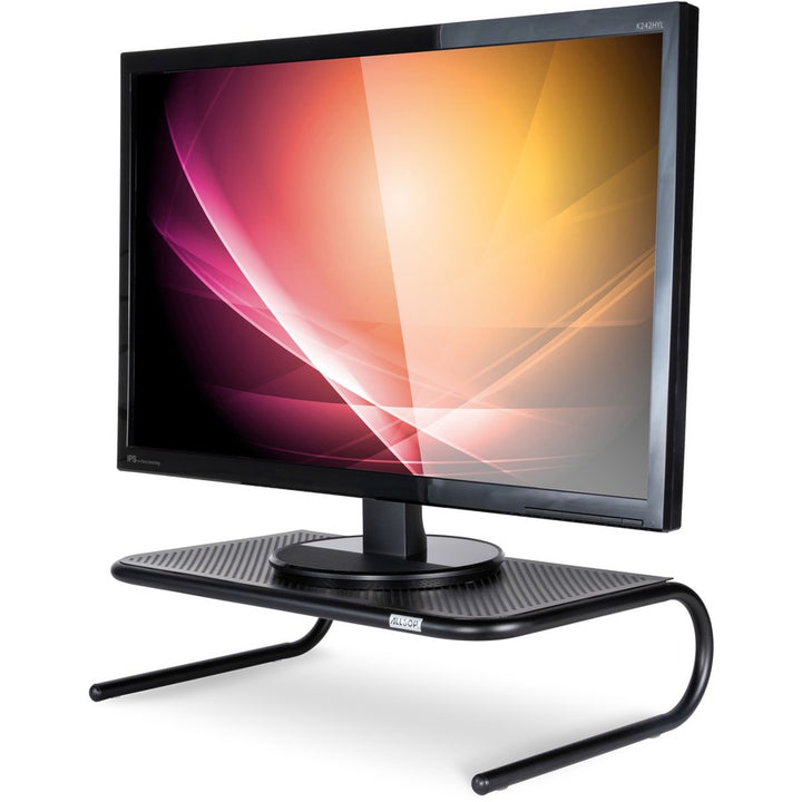 Image of Allsop Metal Art 30336V2 Large Metal Monitor Stand, 5.25" H x 18.50" W x 12.25" Depth, Powder Coated, Metal, Steel, Black, 1 Each