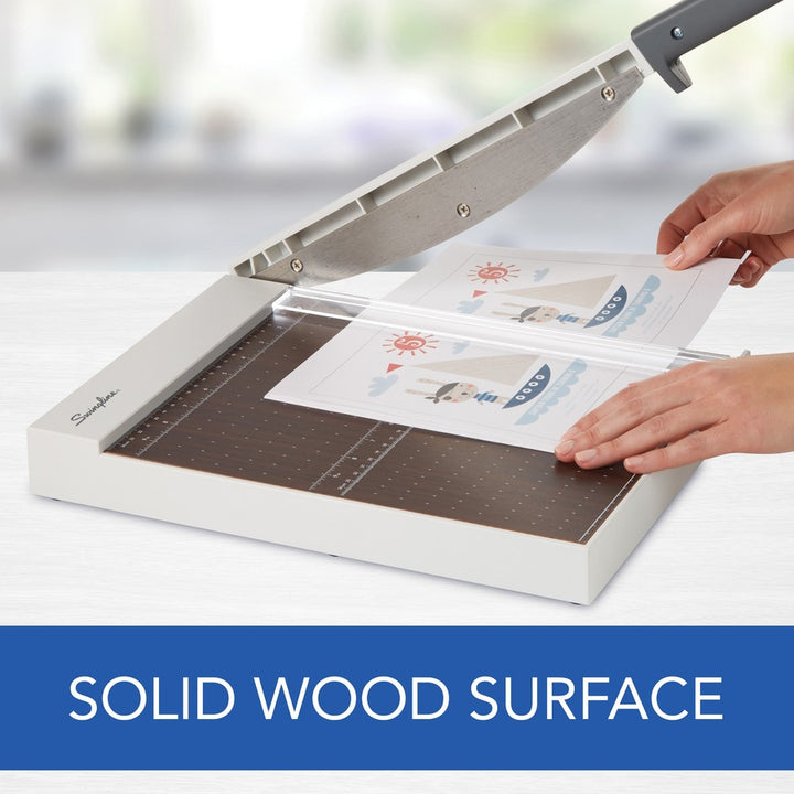 Image of Swingline® Paper Cutter, w/LED, Wood, 10 Sht Cap, 12"L,GY