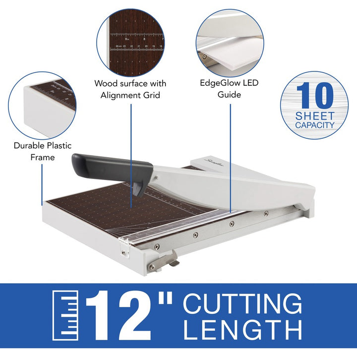 Image of Swingline® Paper Cutter, w/LED, Wood, 10 Sht Cap, 12"L,GY