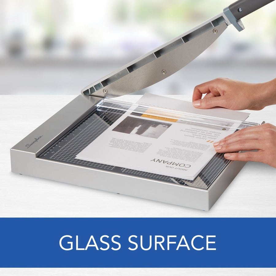 Image of Swingline® Paper Cutter, w/LED, Glass, 15 Sht Cap, 12"L,GY