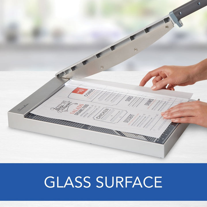 Image of Swingline® Paper Cutter, w/LED, Glass, 15 Sht Cap, 15"L,GY