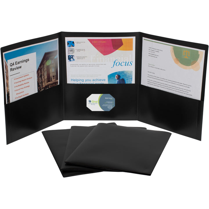 Image of C-Line® Portfolio,3-Pocket,w/Card Holder,Poly,Letter,24/BX,Black