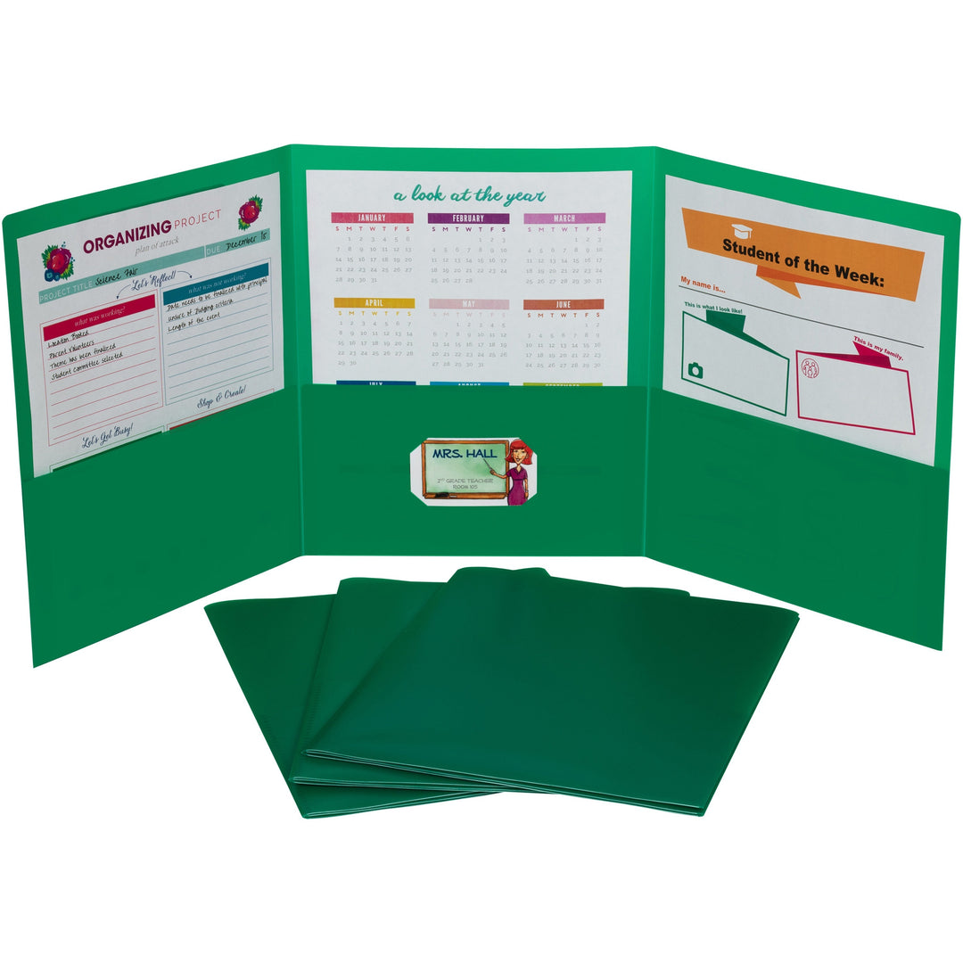 Image of C-Line® Portfolio,3-Pocket,w/Card Holder,Poly,Letter,24/BX,Green