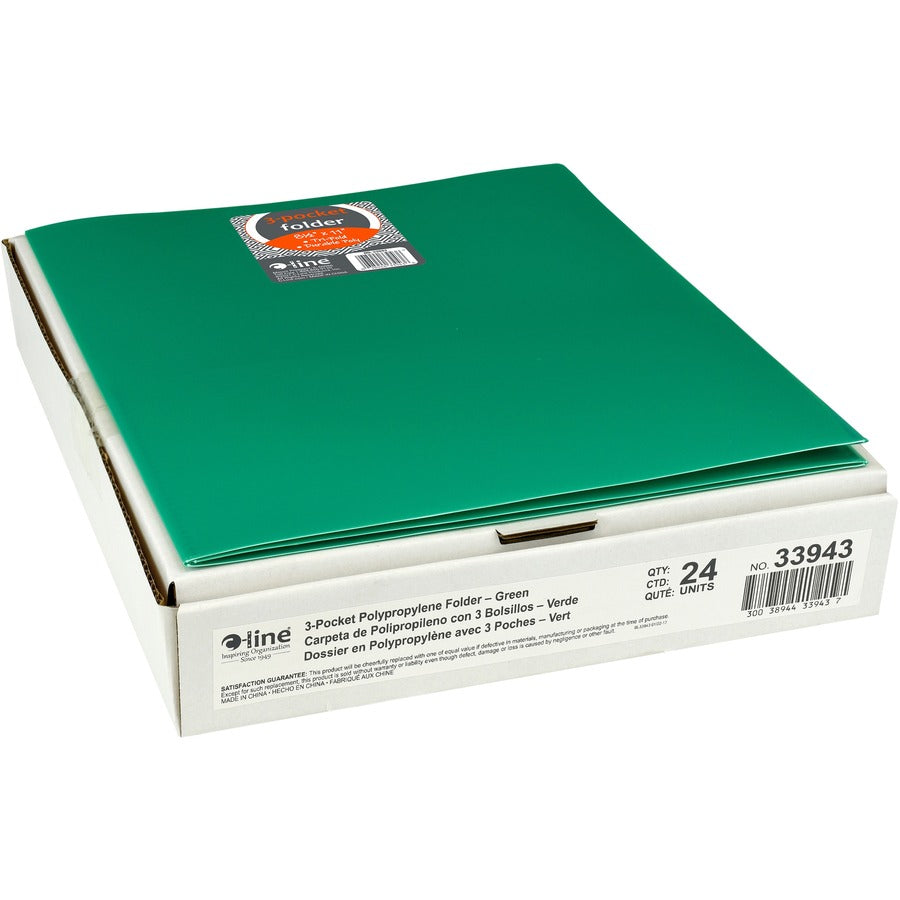 Image of C-Line® Portfolio,3-Pocket,w/Card Holder,Poly,Letter,24/BX,Green