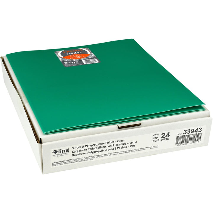 Image of C-Line® Portfolio,3-Pocket,w/Card Holder,Poly,Letter,24/BX,Green