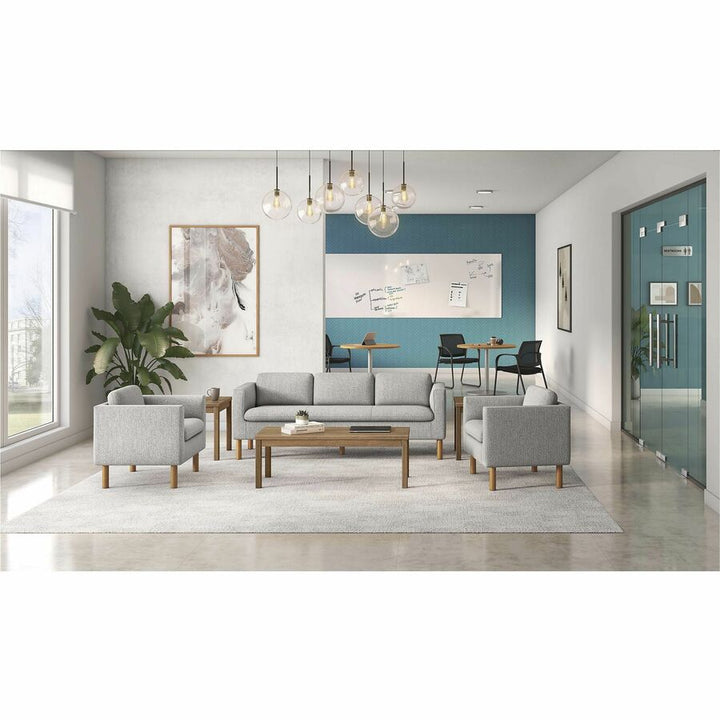 Image of HON® Parkwyn Series Club Chair, 33" x 26.75" x 29", Gray Seat, Gray Back, Oak Base